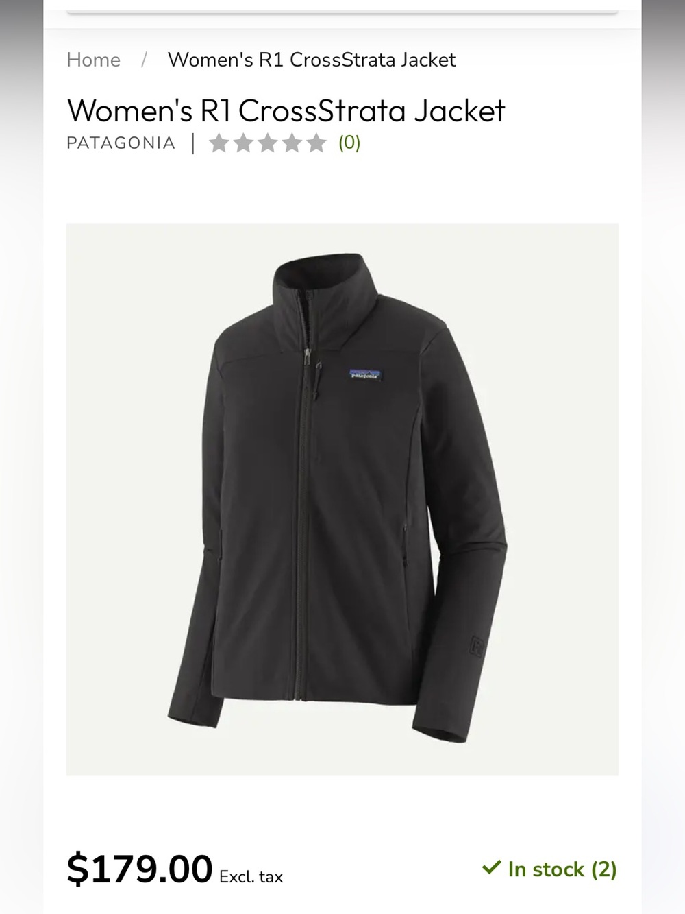 Patagonia W’S R1 CrossStrata Jacket
Black Size Large